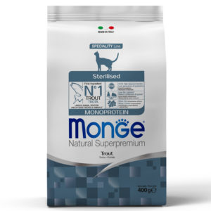 Сухой корм Monge Cat Speciality Line Monoprotein Sterilised, для стерилизованных кошек, из форели 400 г